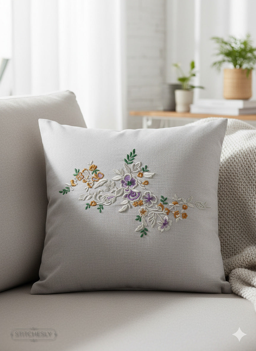 Pastel Floral Cushion machine embroidery design preview