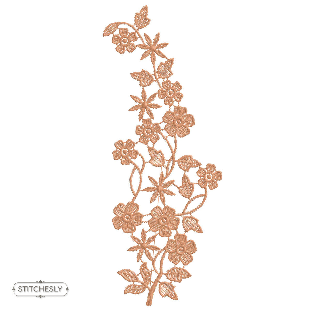 Peach Blossom Floral Border machine embroidery design preview