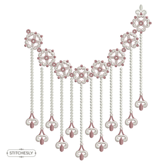 Pearl Beaded Garland Neckline machine embroidery design preview