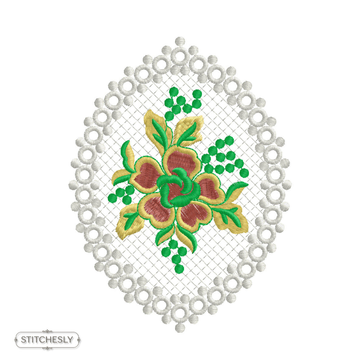 Pearl Oval Rose Frame machine embroidery design preview