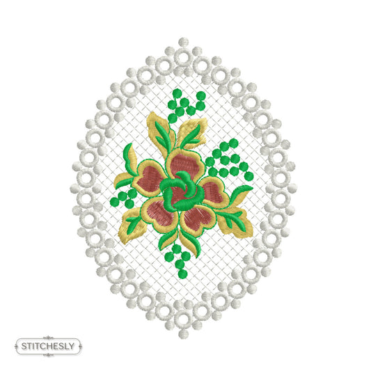 Pearl Oval Rose Frame machine embroidery design preview