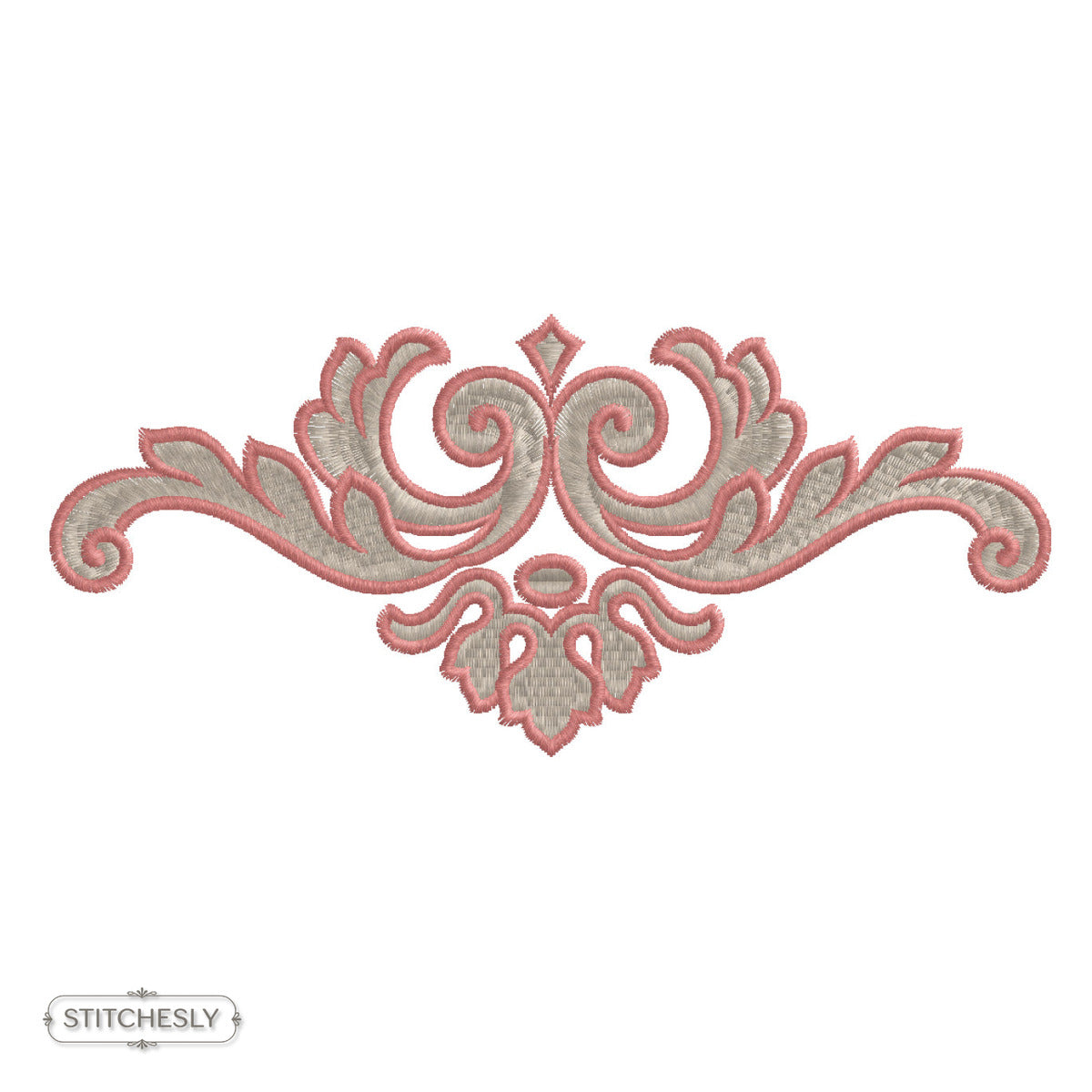 Pink Crown Scroll Border machine embroidery design preview