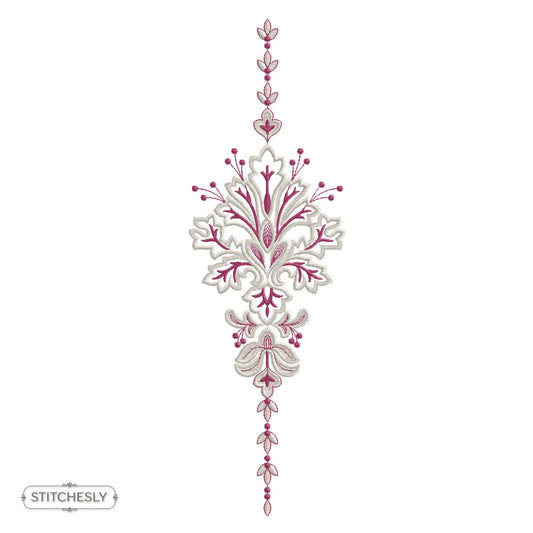Pink Floral Drop Ornament machine embroidery design preview