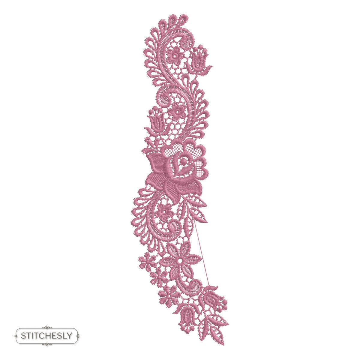 Pink Lace Floral Border machine embroidery design preview