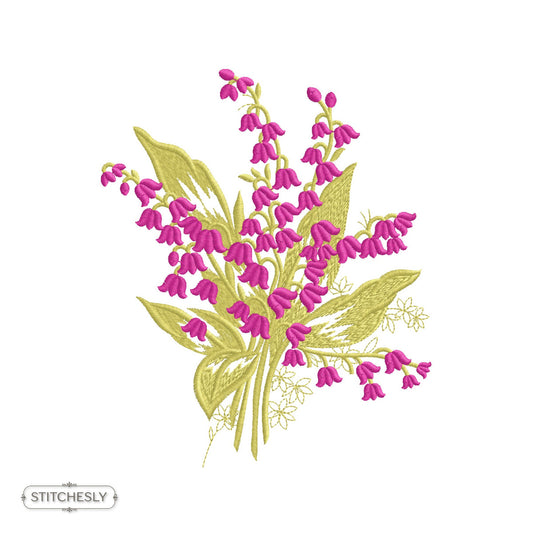 Pink Lily Bouquet machine embroidery design preview