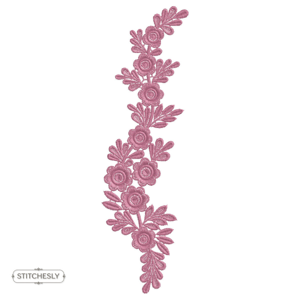 Pink Rose Floral Border machine embroidery design preview