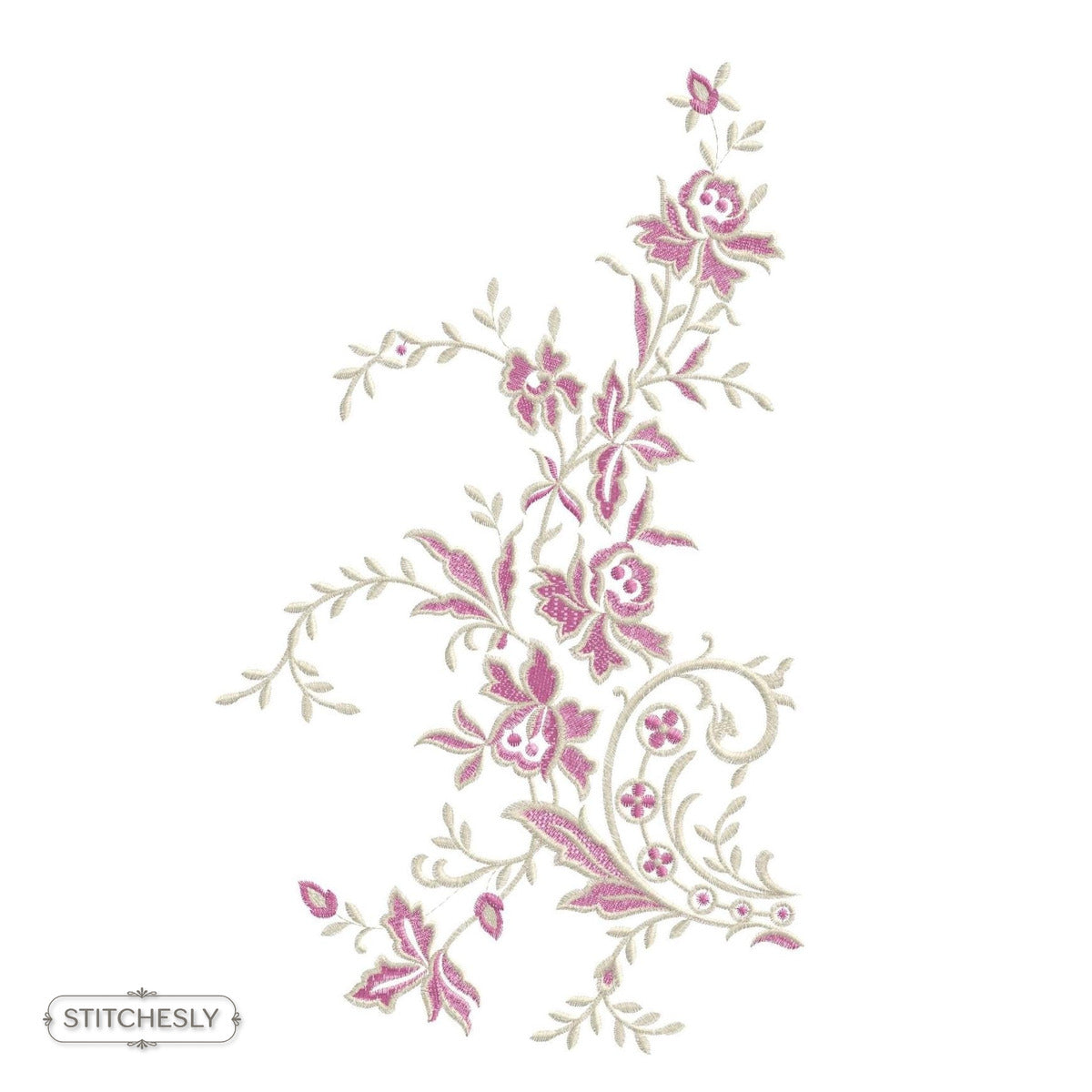 Pink Rose Floral Corner machine embroidery design preview