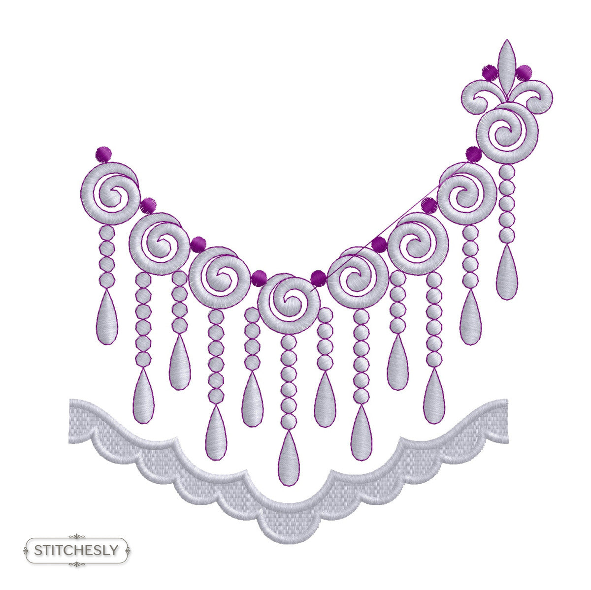 Purple Beaded Neckline machine embroidery design preview