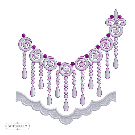 Purple Beaded Neckline machine embroidery design preview