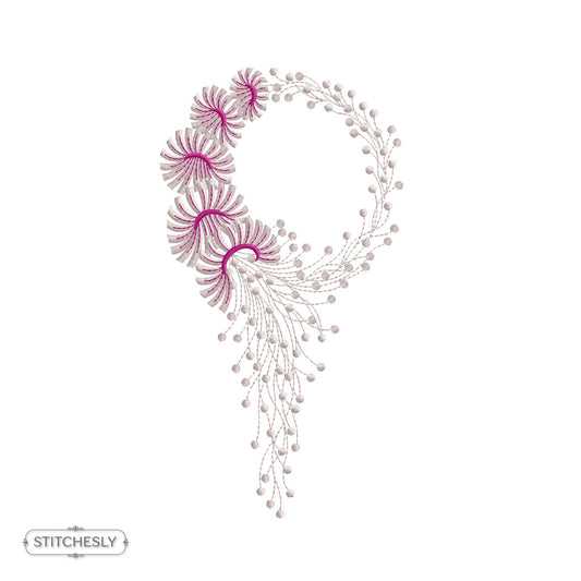 Purple Beaded Swirl Accent machine embroidery design preview