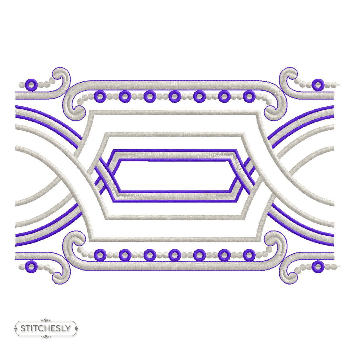 Purple Geometric Frame machine embroidery design preview
