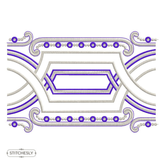 Purple Geometric Frame machine embroidery design preview
