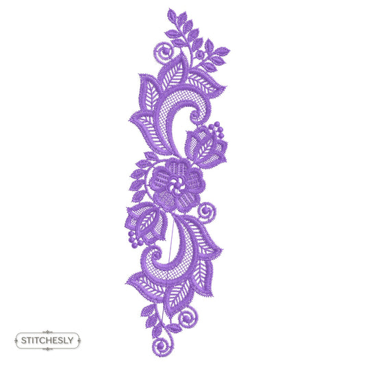 Purple Lace Floral Border machine embroidery design preview