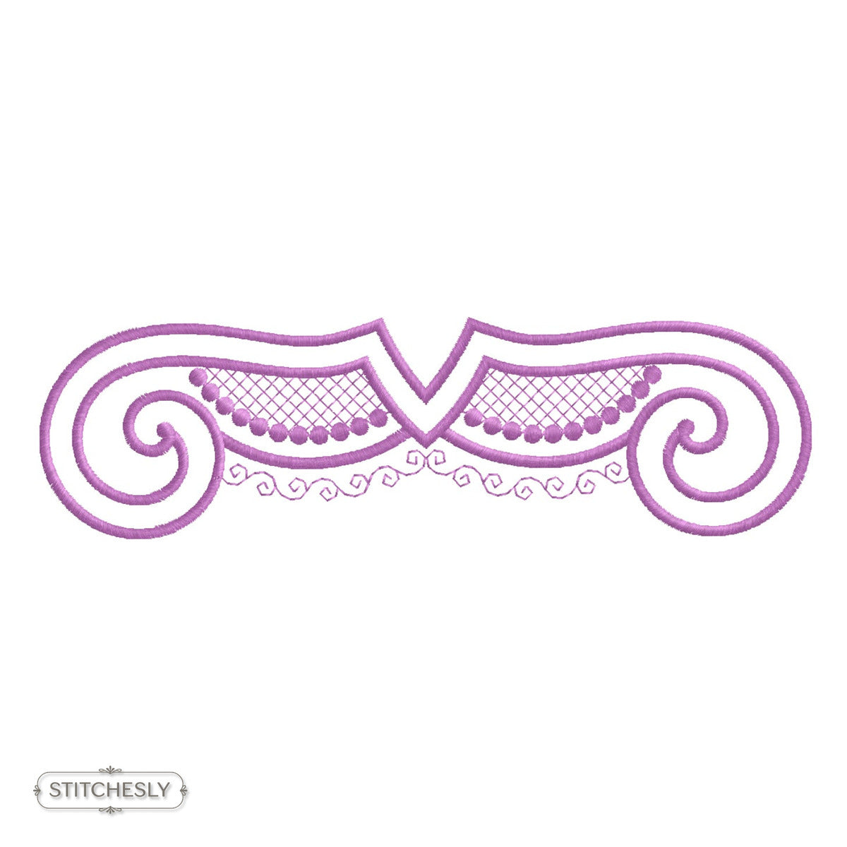 Purple Shell Scroll Border machine embroidery design preview