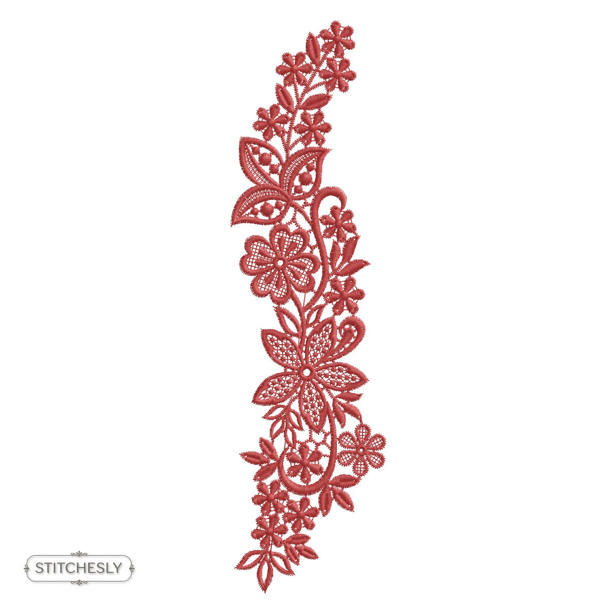 Red Floral Lace Border machine embroidery design preview