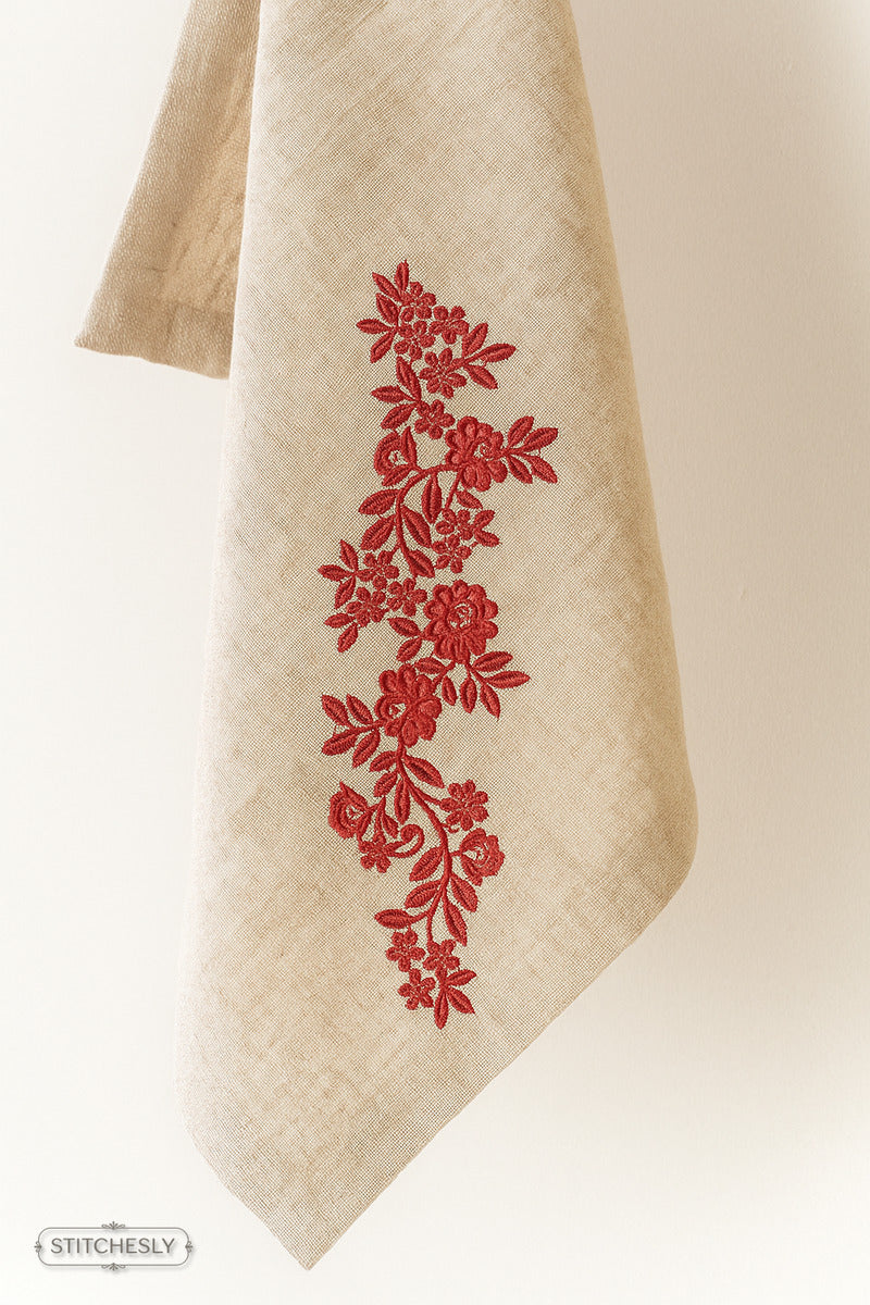 Red Garden Floral Border machine embroidery design preview