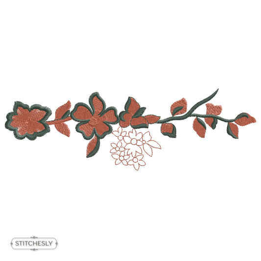 Red Green Floral Branch machine embroidery design preview