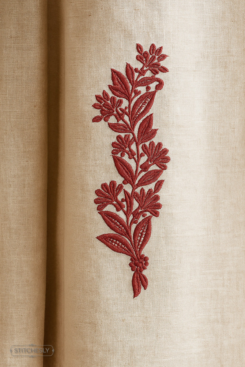 Red Leaf Floral Border machine embroidery design preview