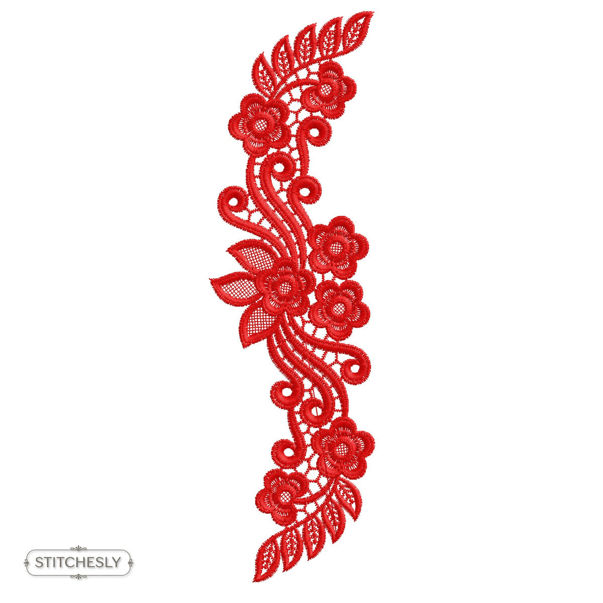 Red Paisley Floral Border machine embroidery design preview