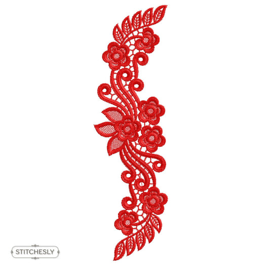 Red Paisley Floral Border machine embroidery design preview