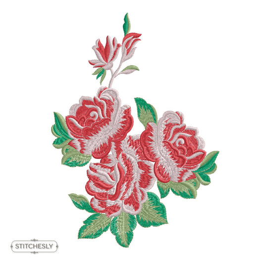 Red Rose Bouquet machine embroidery design preview
