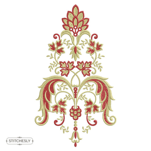 Regal Floral Crest machine embroidery design preview