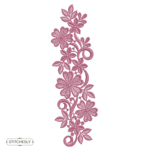 Rose Floral Scroll Border machine embroidery design preview