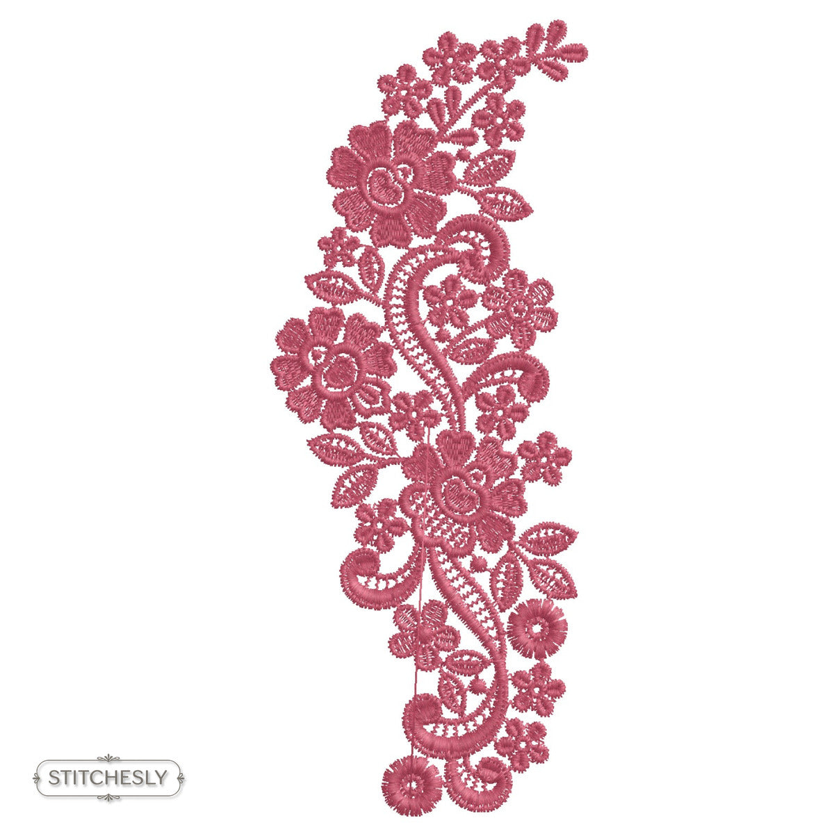 Rose Lace Floral Border machine embroidery design preview