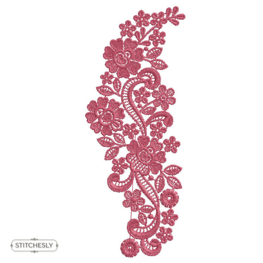 Rose Lace Floral Border machine embroidery design preview