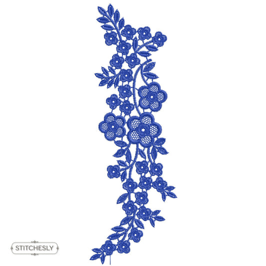 Royal Blue Floral Border machine embroidery design preview