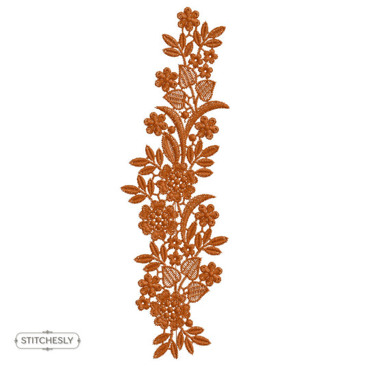 Rust Botanical Floral Border machine embroidery design preview