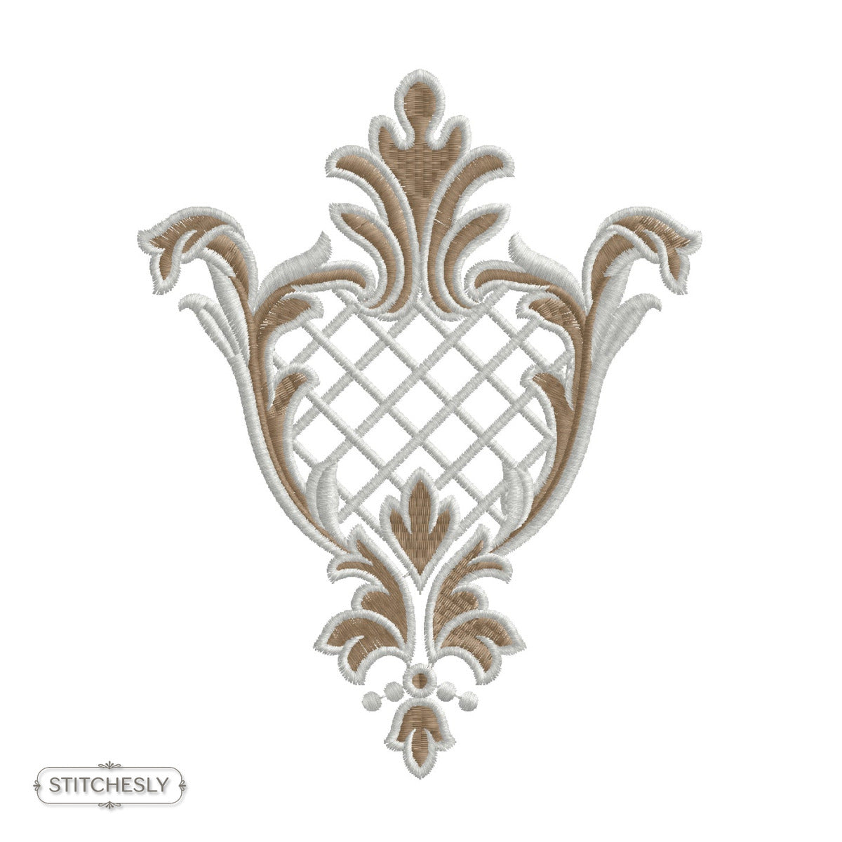Silver Lattice Floral Ornament machine embroidery design preview