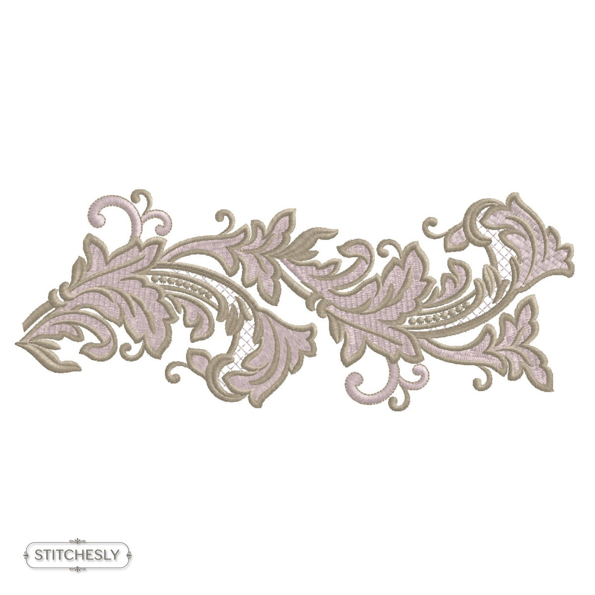 Silver Leaf Scroll machine embroidery design preview