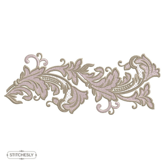 Silver Leaf Scroll machine embroidery design preview