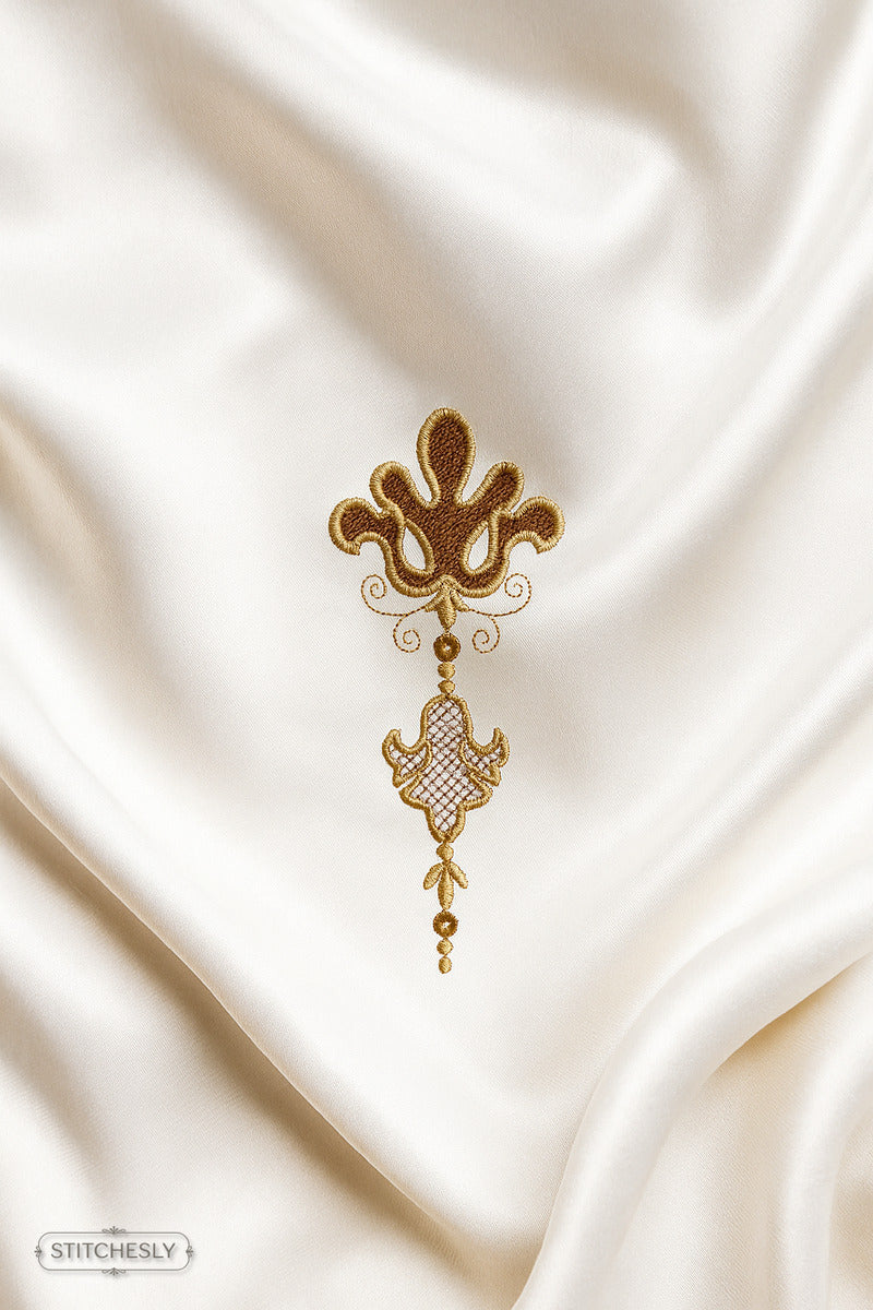 Small Gold Hanging Ornament machine embroidery design preview