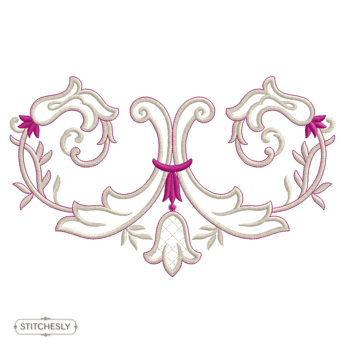 Symmetrical Lily Scroll Border machine embroidery design preview