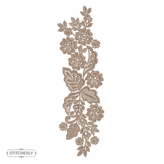 Taupe Garden Floral Border machine embroidery design preview
