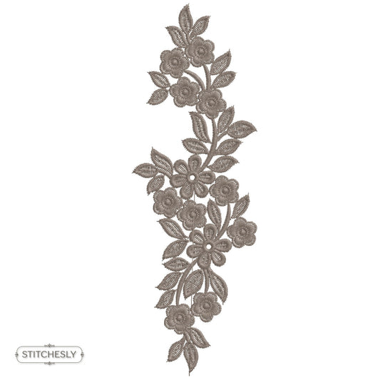 Taupe Rose Floral Border machine embroidery design preview