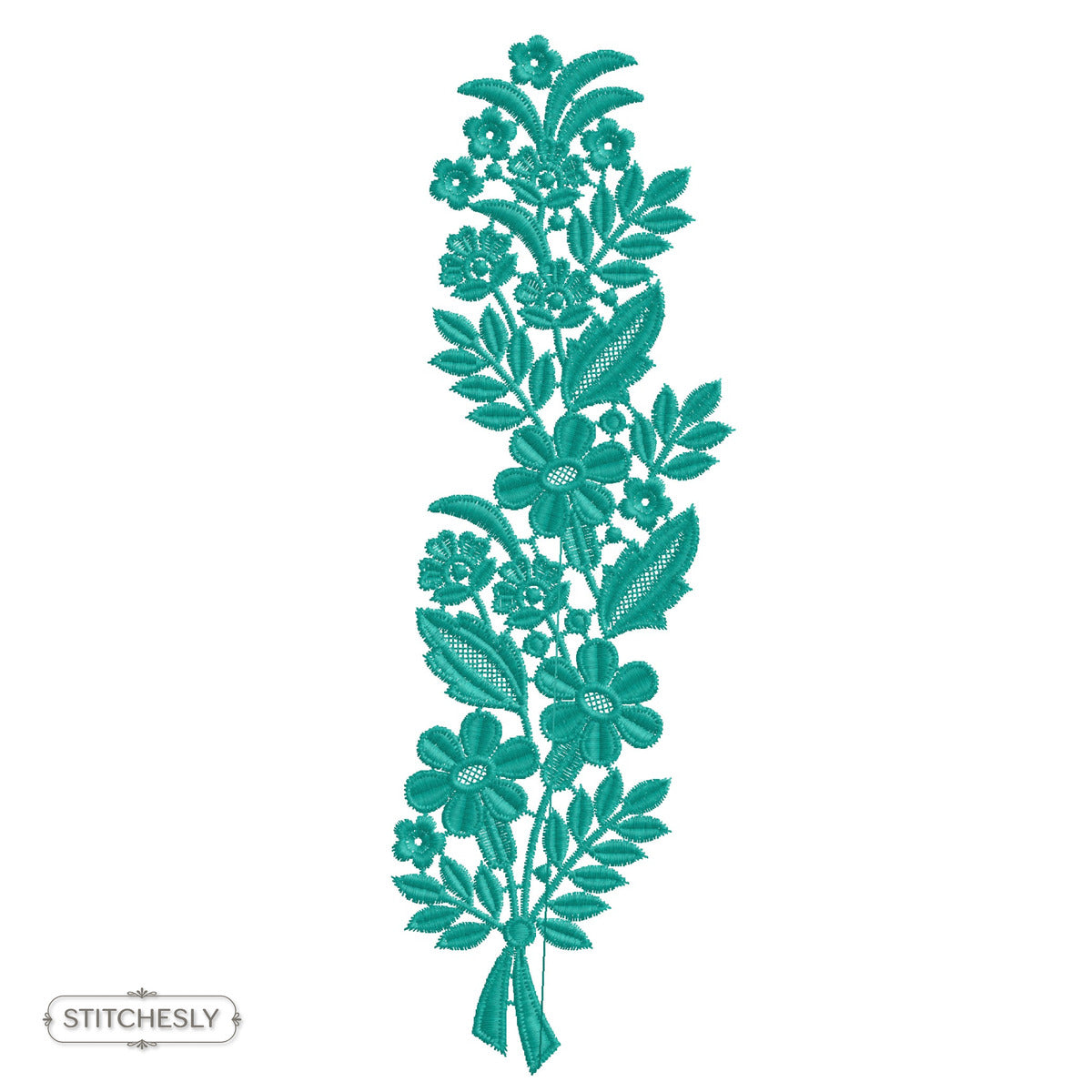 Teal Floral Border machine embroidery design preview
