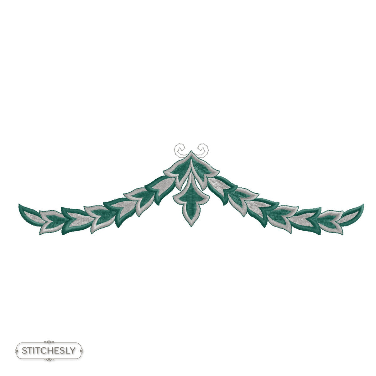 Teal Laurel Scroll Border machine embroidery design preview