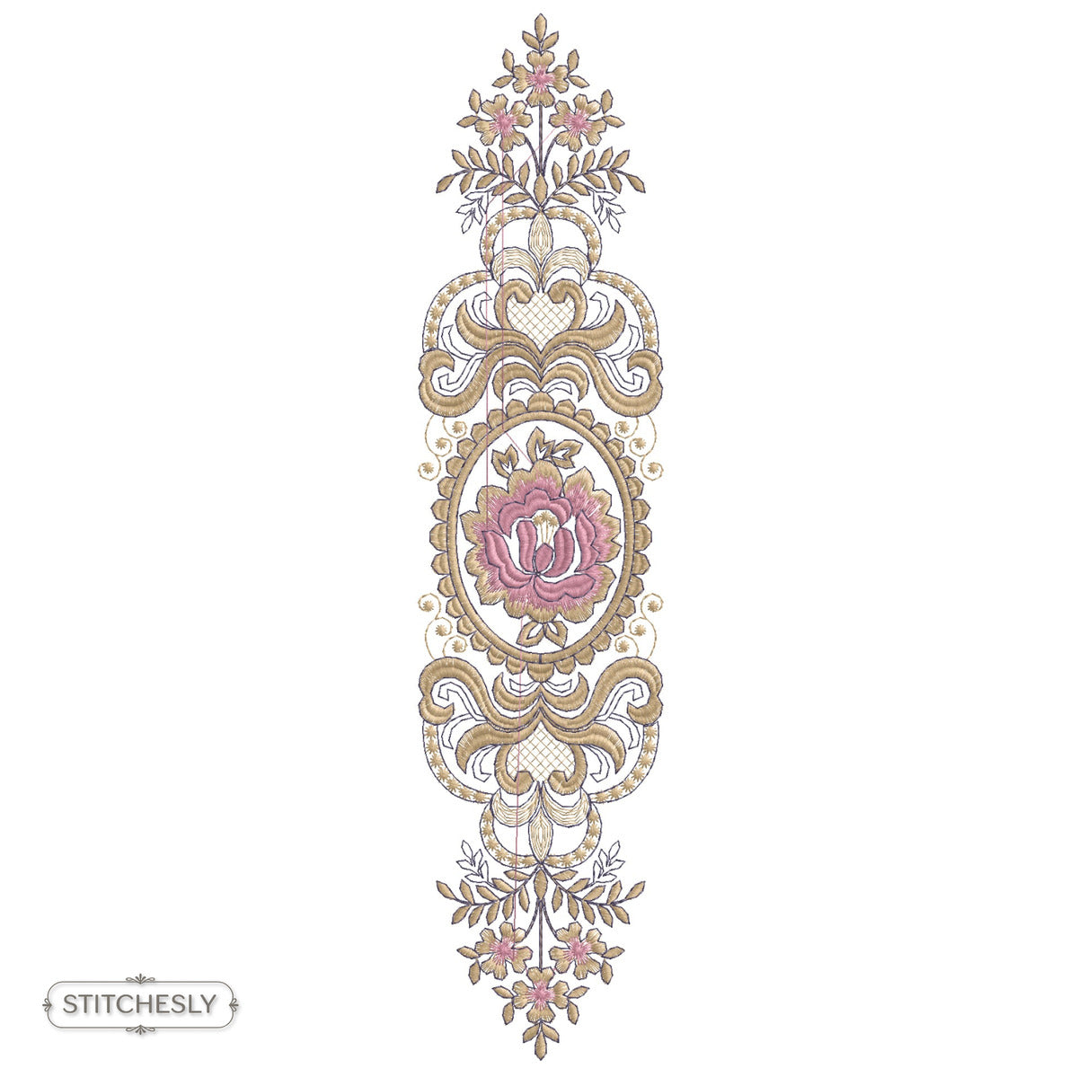 Victorian Rose Filigree Panel machine embroidery design preview