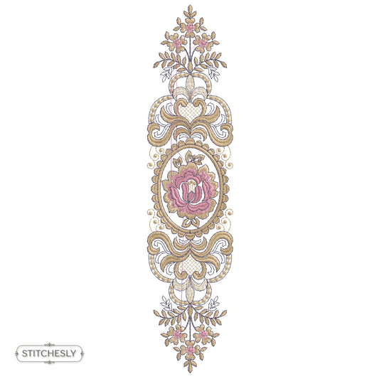 Victorian Rose Filigree Panel machine embroidery design preview