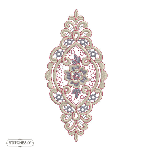 Vintage Cameo Floral Medallion machine embroidery design preview