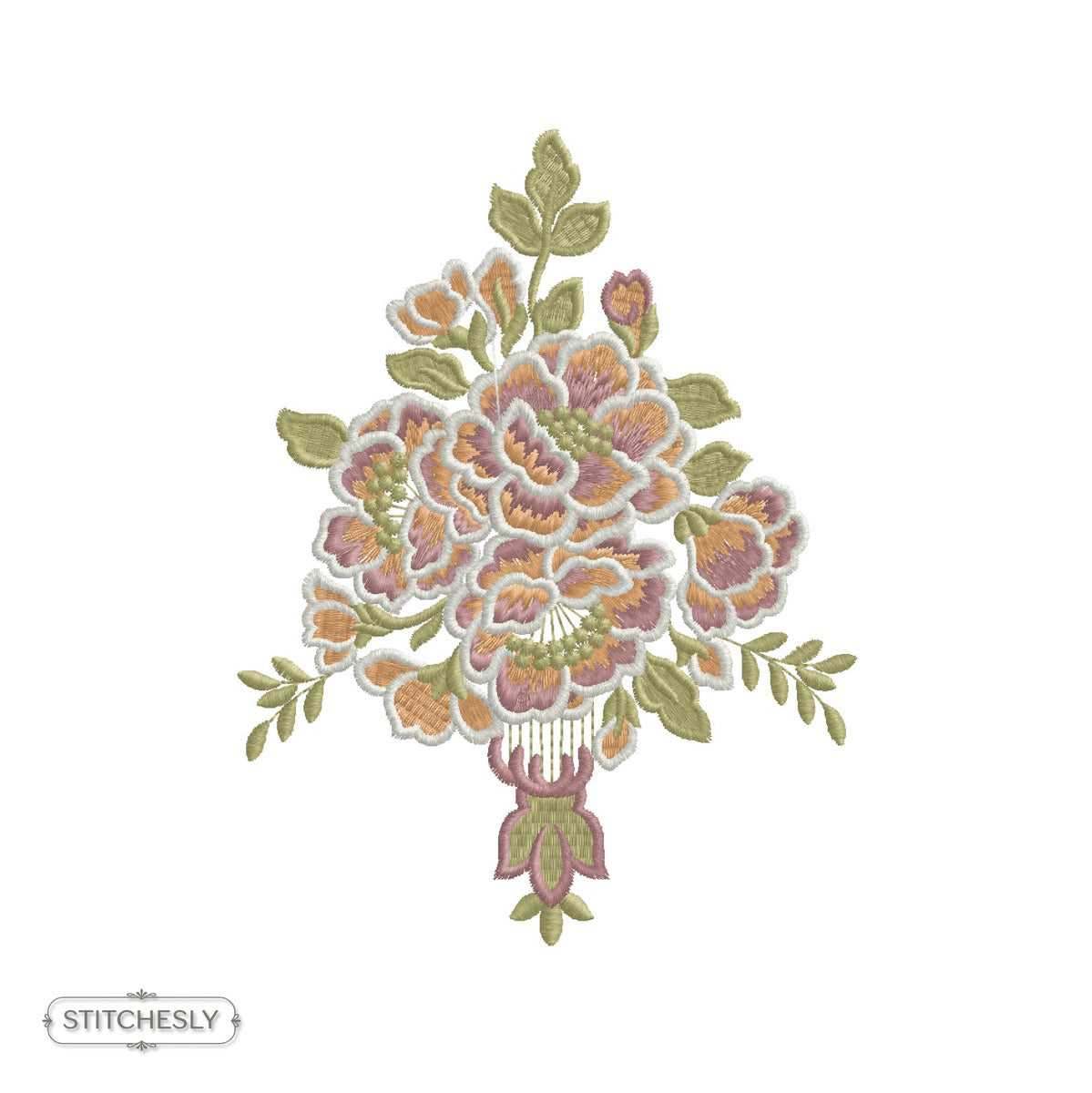 Vintage Floral Bouquet machine embroidery design preview