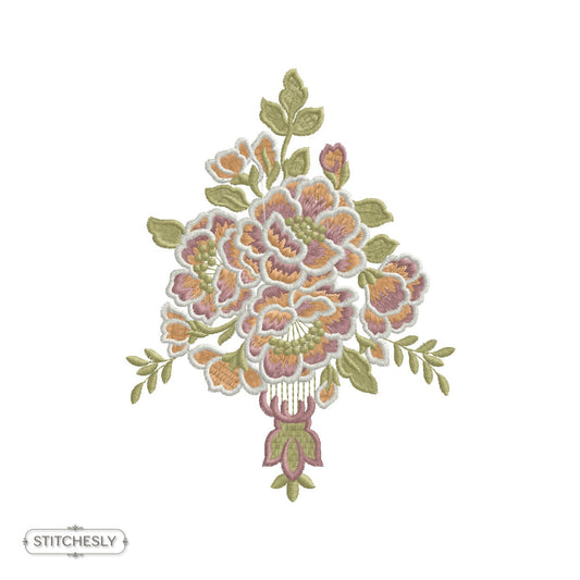 Vintage Floral Bouquet machine embroidery design preview