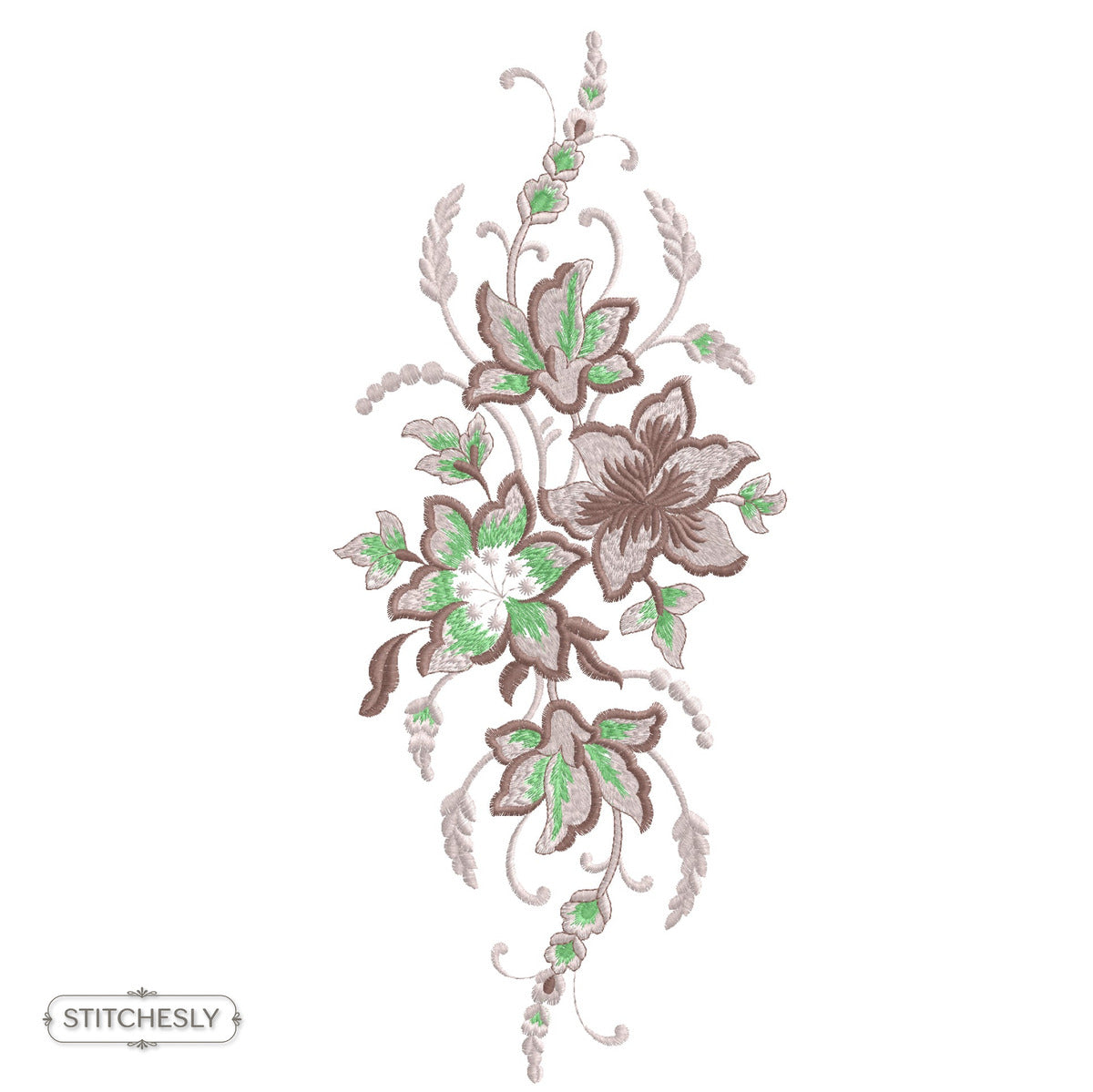 Vintage Floral Vine Panel machine embroidery design preview