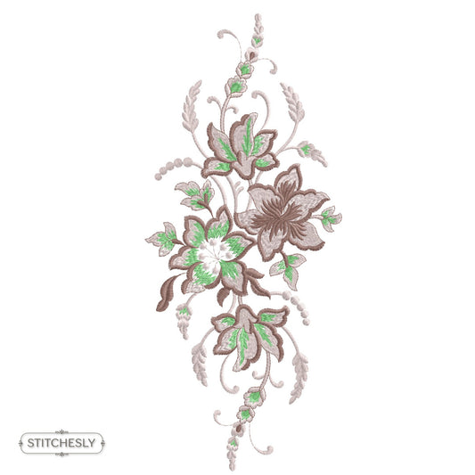 Vintage Floral Vine Panel machine embroidery design preview