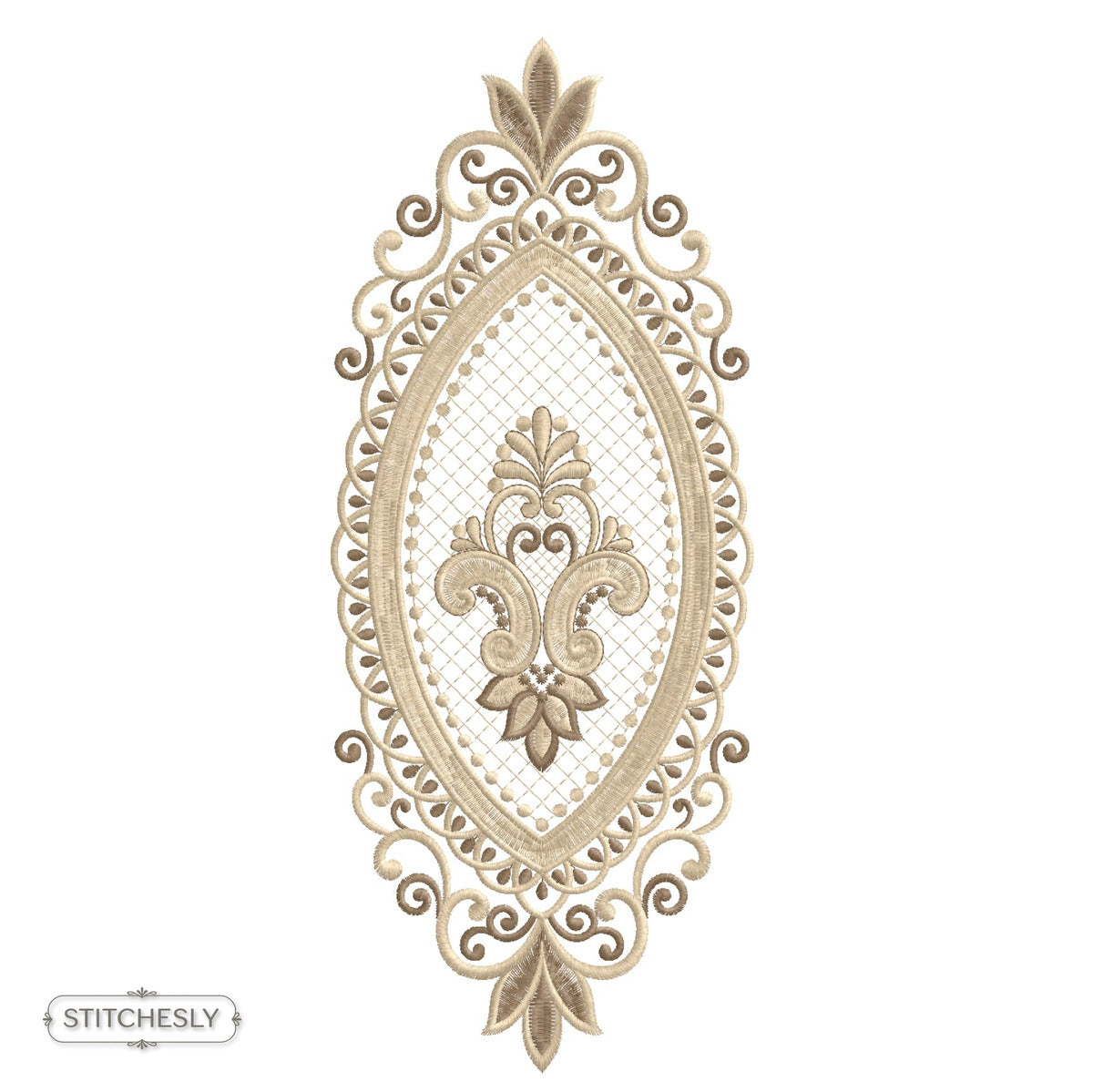 Vintage Oval Filigree Frame machine embroidery design preview