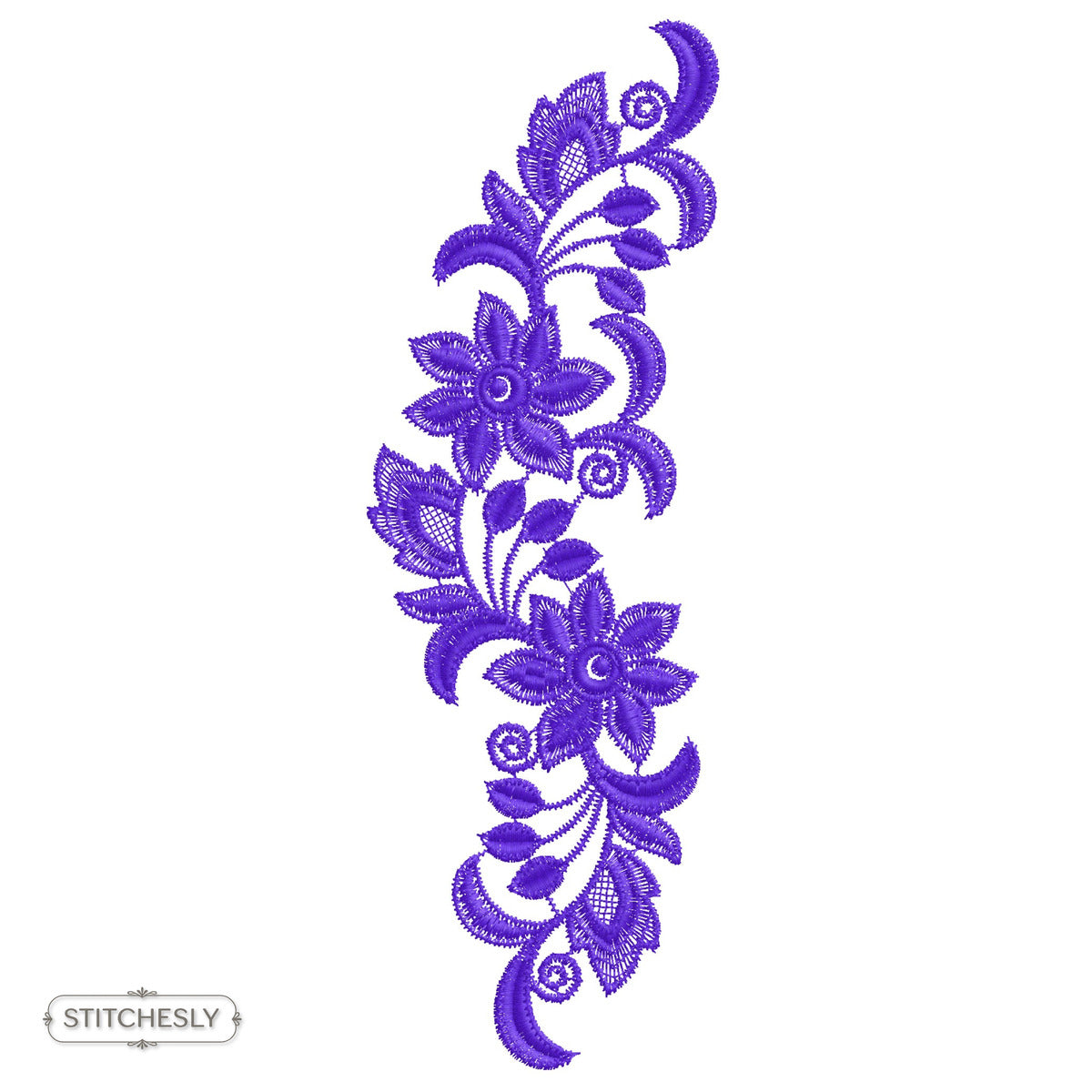 Violet Floral Lace Border machine embroidery design preview