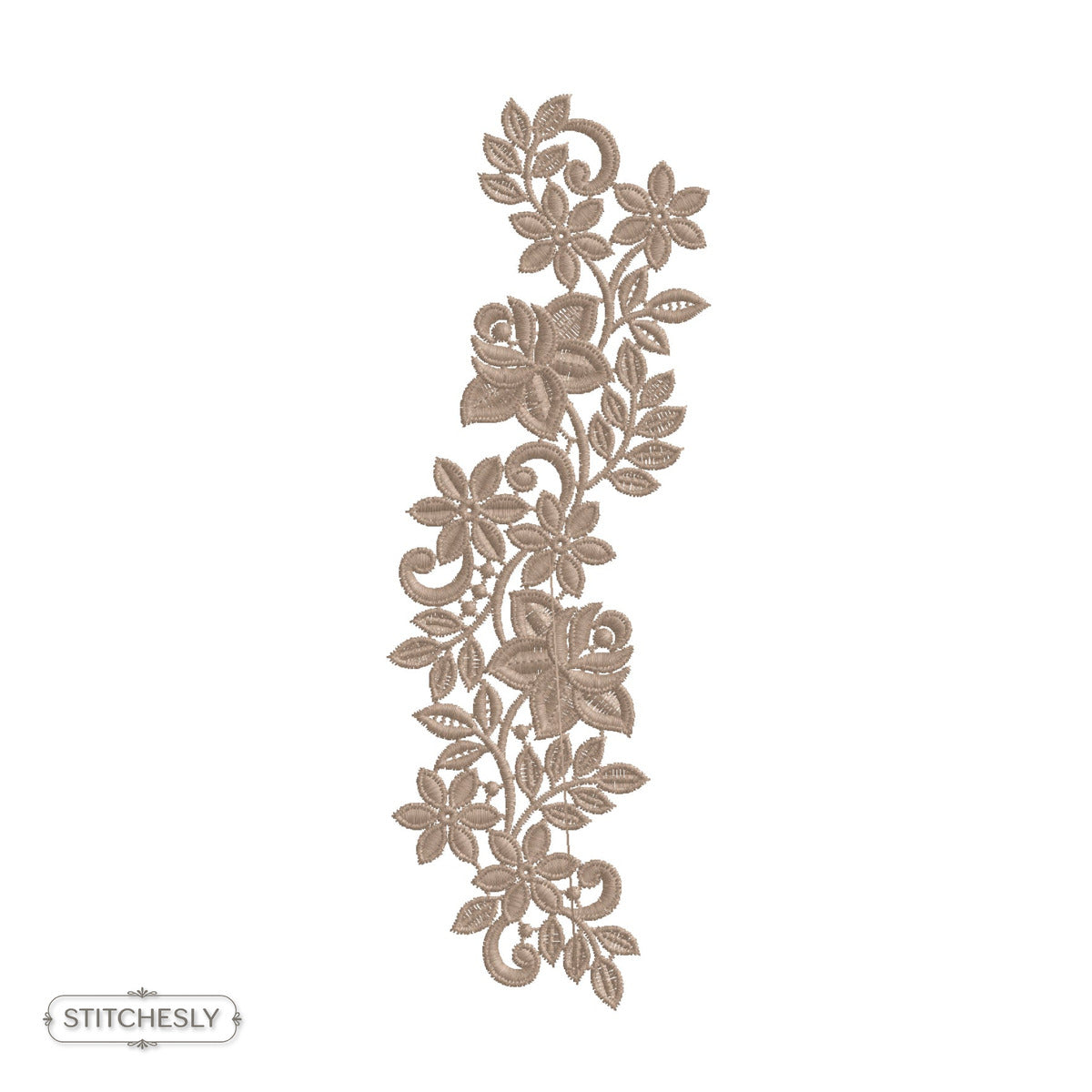 Detail view of Beige Floral Cushion Border machine embroidery design